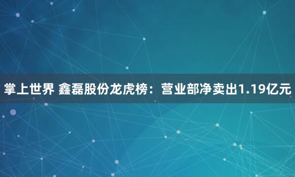 掌上世界 鑫磊股份龙虎榜：营业部净卖出1.19亿元